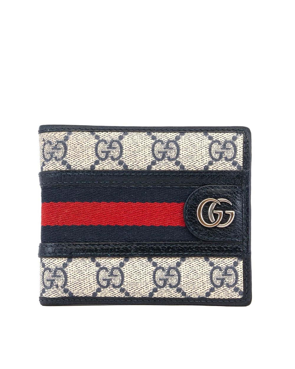 GUCCI BI FOLD WALLET SHORT NAVY GG MONOGRAM CANVAS SHW 597609 0416 2074