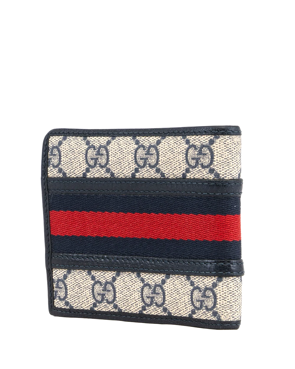 GUCCI BI FOLD WALLET SHORT NAVY GG MONOGRAM CANVAS SHW 597609 0416 2076