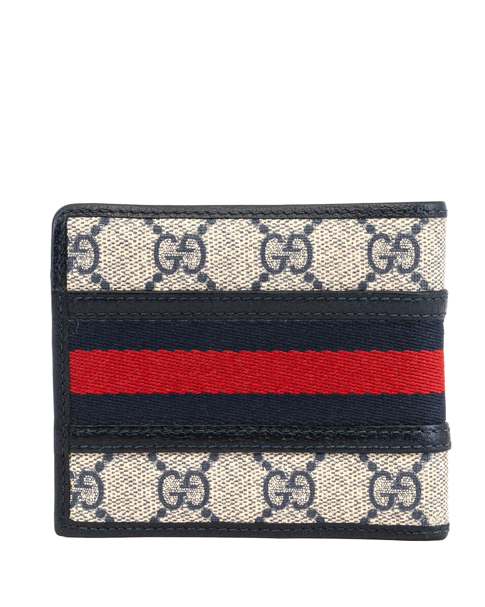 GUCCI BI FOLD WALLET SHORT NAVY GG MONOGRAM CANVAS SHW 597609 0416 2077