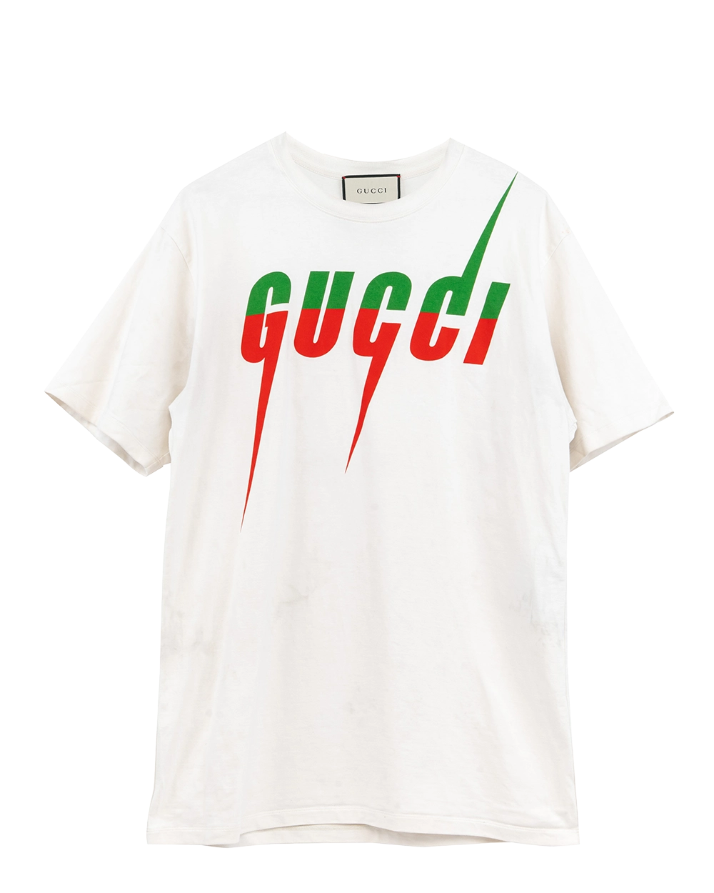 GUCCI BLADE LOGO T SHIRT L WHITE COTTON 72099