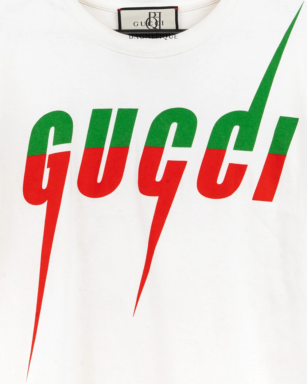 GUCCI BLADE LOGO T SHIRT L WHITE COTTON 72101
