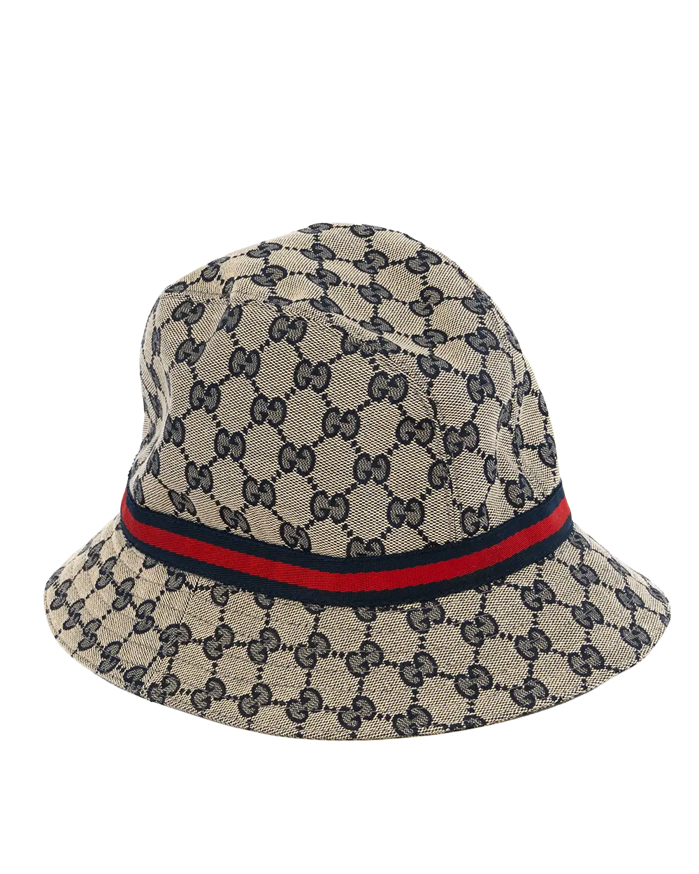 GUCCI BUCKET HAT L BLUE NAVY RED BLUE GG MONOGRAM COTTON 0990