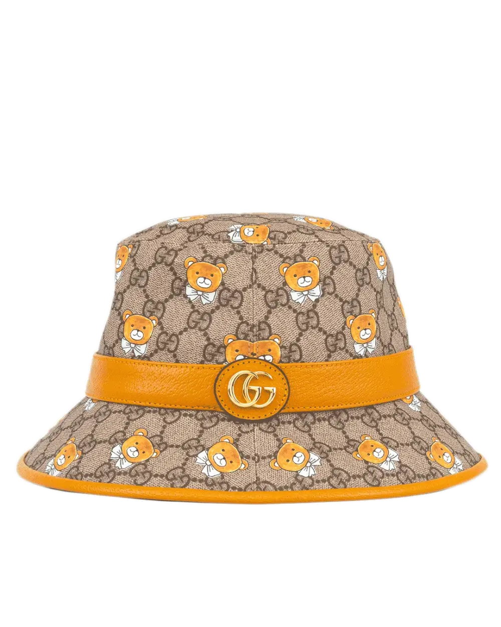 GUCCI BUCKET HAT M BROWN YELLOW GG MONOGRAM CANVAS GHW 43492