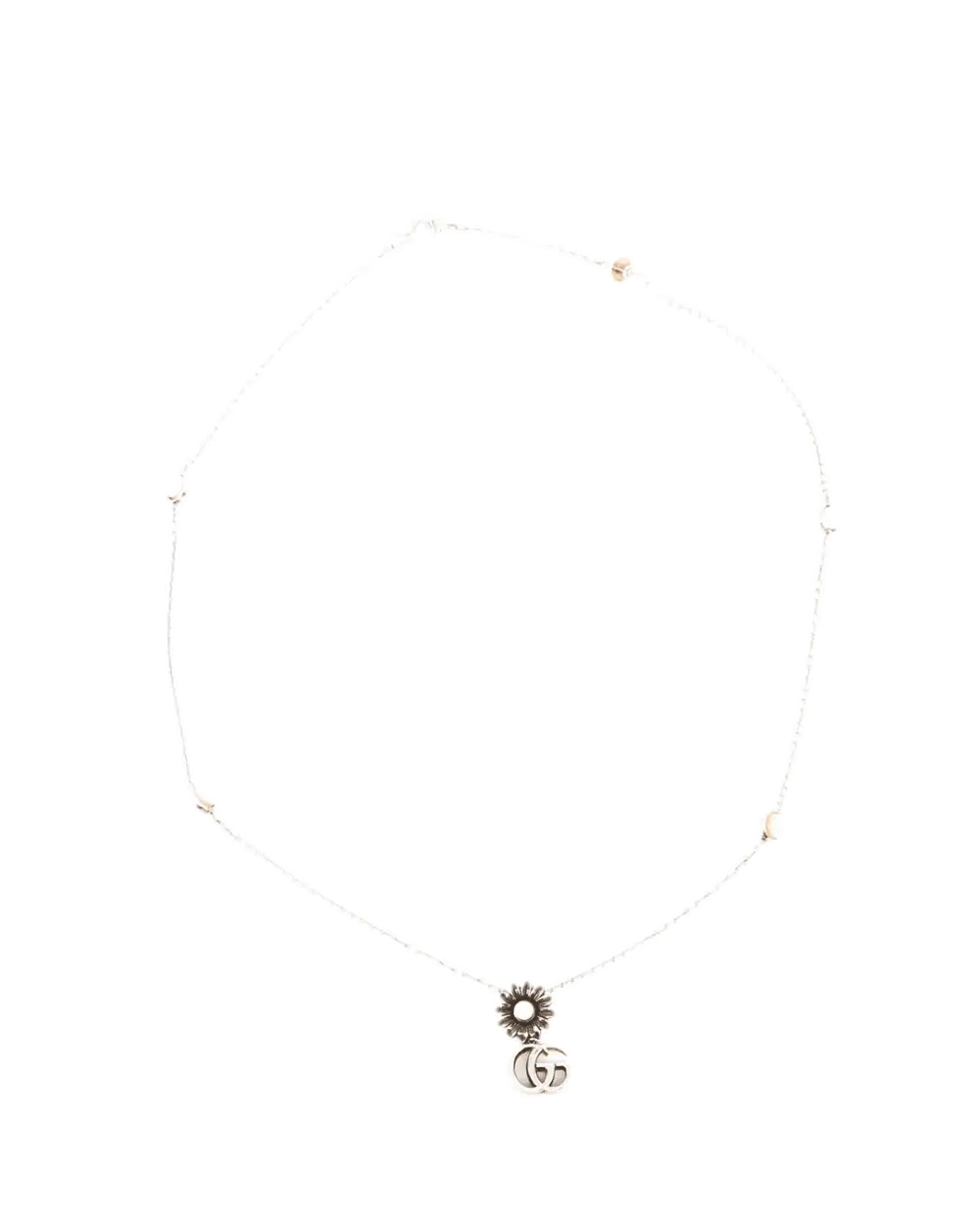 GUCCI DOUBLE G MOTHER OF PEARL NECKLAC RSHW 0749