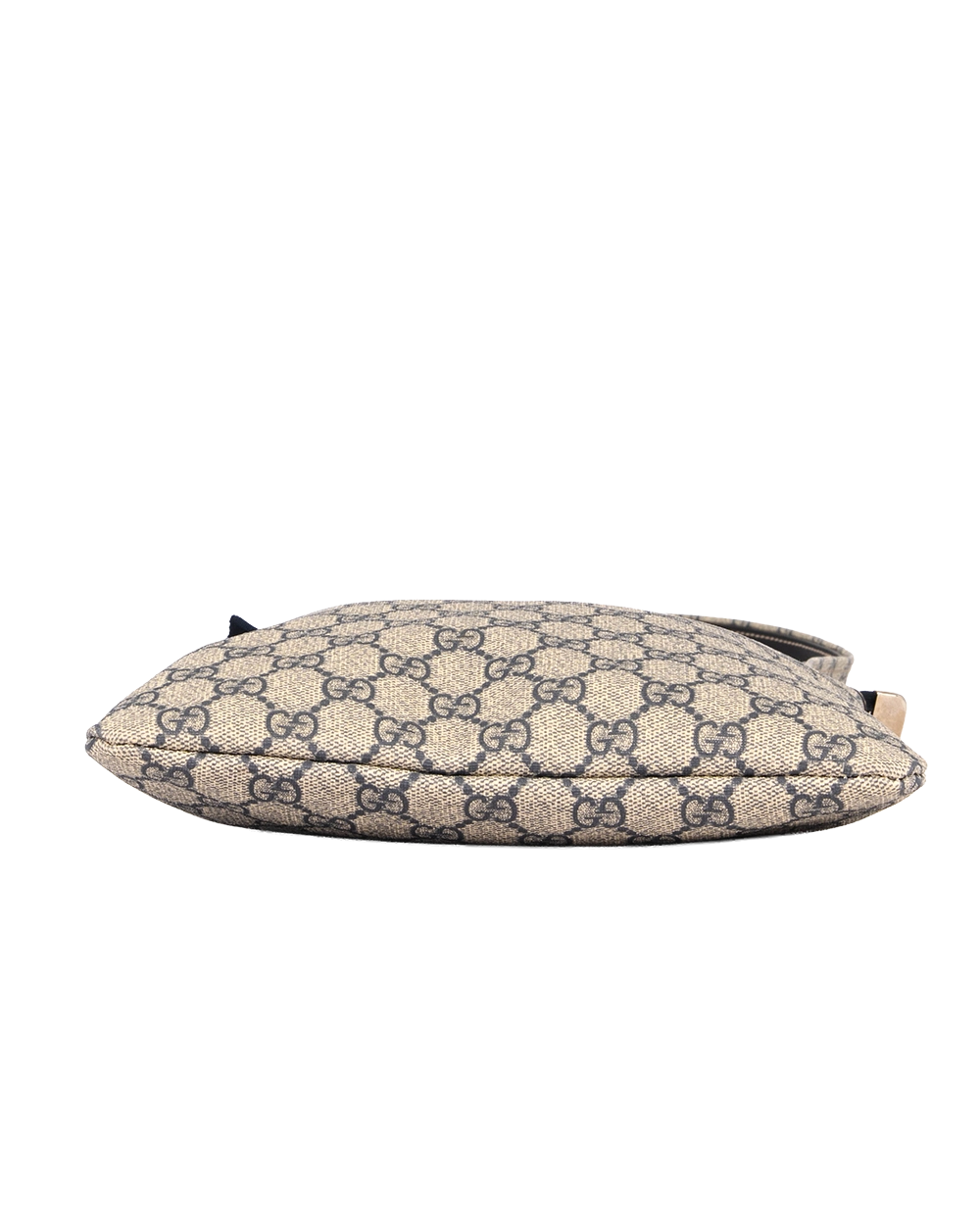 GUCCI FLAT SIDE ZIP MESSENGER BAG BLACK BEIGE GG MONOGRAM CANVAS SHW 246413 486628 2073