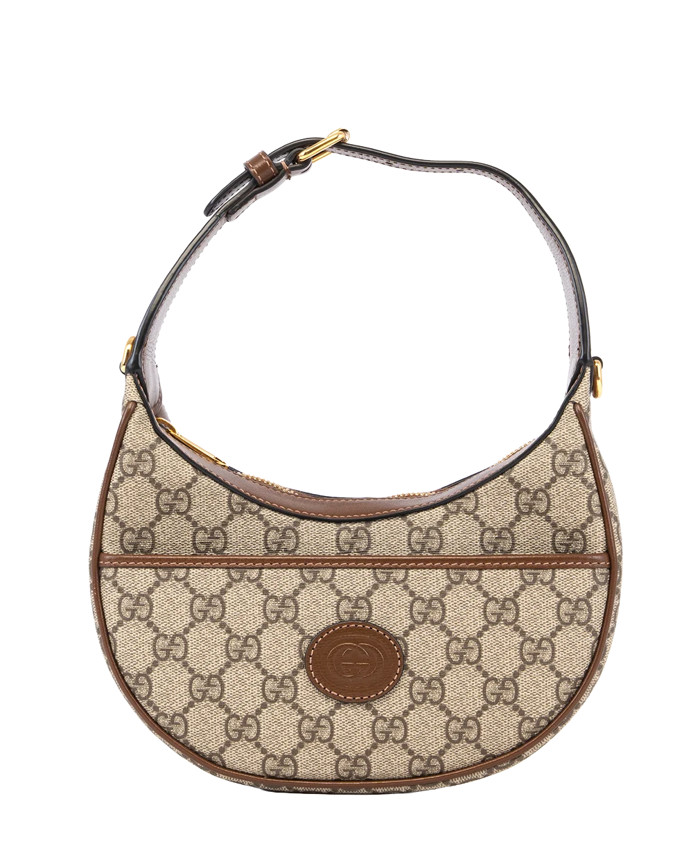 GUCCI GG HALF MOON MINI BROWN GG MONOGRAM CANVAS GHW 726843 493075 0251