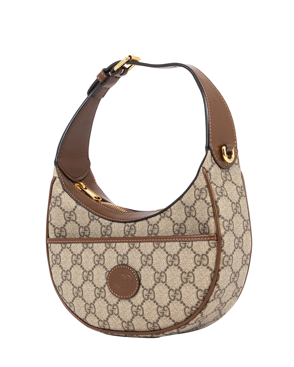 GUCCI GG HALF MOON MINI BROWN GG MONOGRAM CANVAS GHW 726843 493075 0252