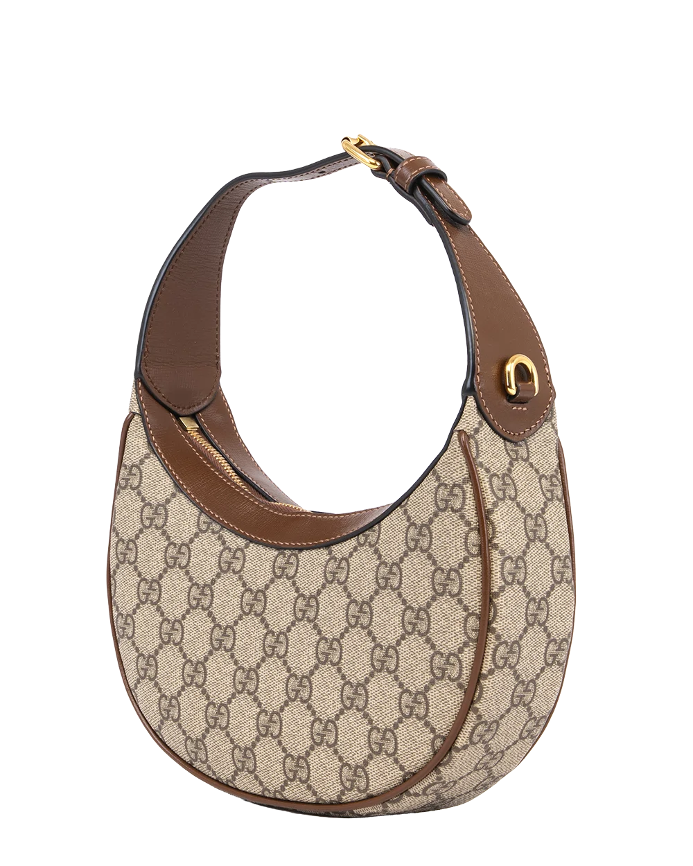 GUCCI GG HALF MOON MINI BROWN GG MONOGRAM CANVAS GHW 726843 493075 0253
