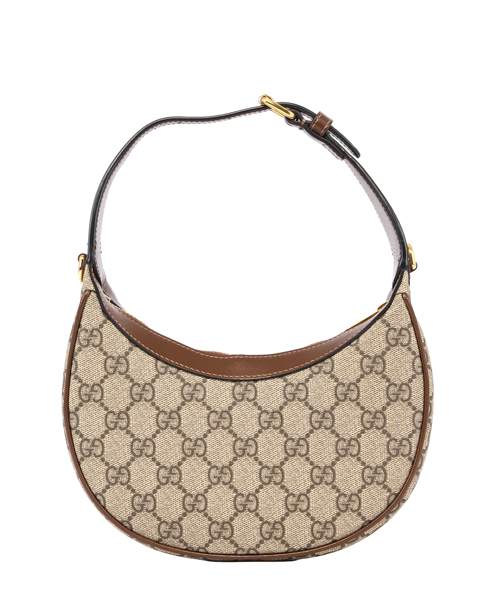 GUCCI GG HALF MOON MINI BROWN GG MONOGRAM CANVAS GHW 726843 493075 0254