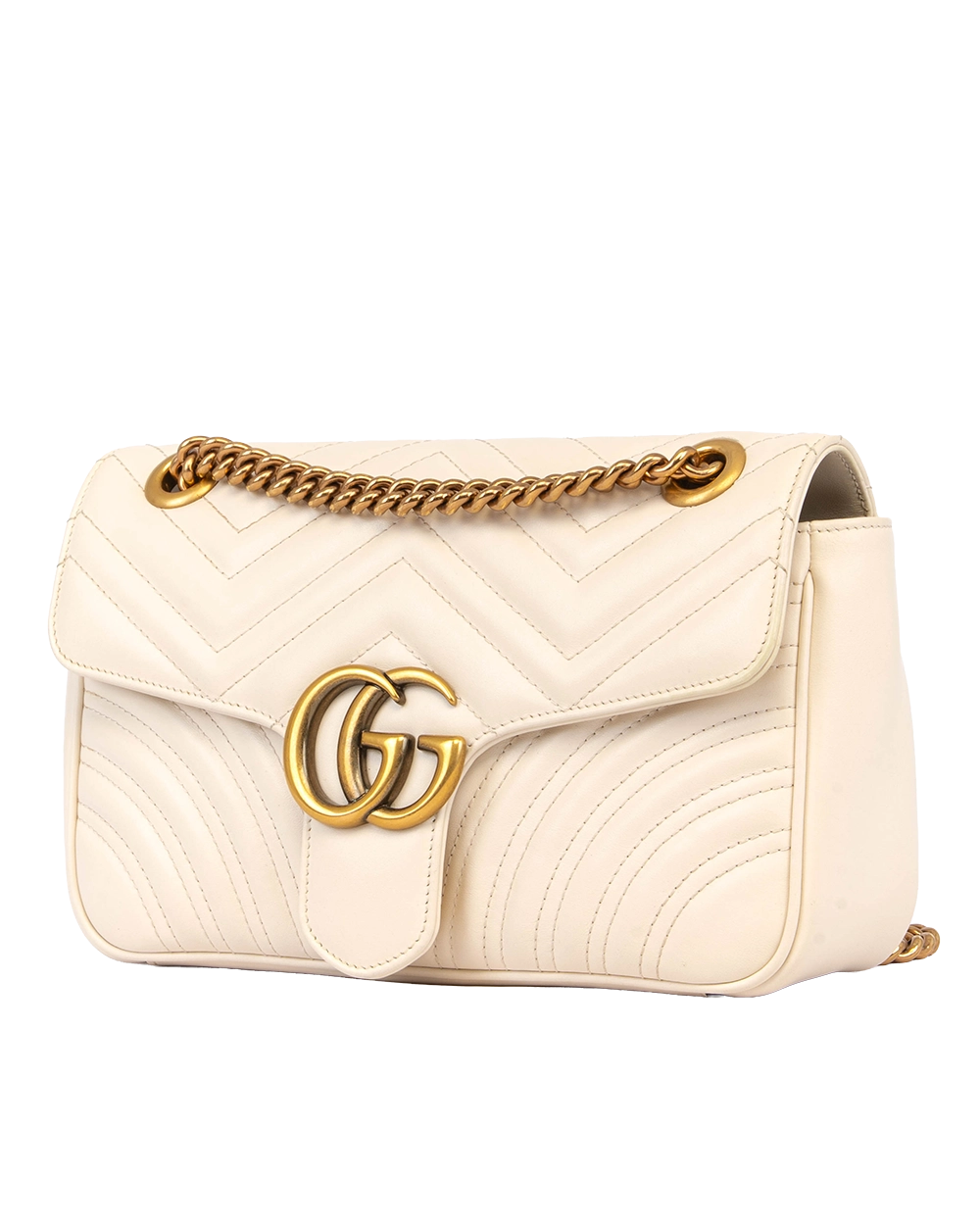 GUCCI GG MARMONT 26 WHITE CALF GHW 443497 591693 0135