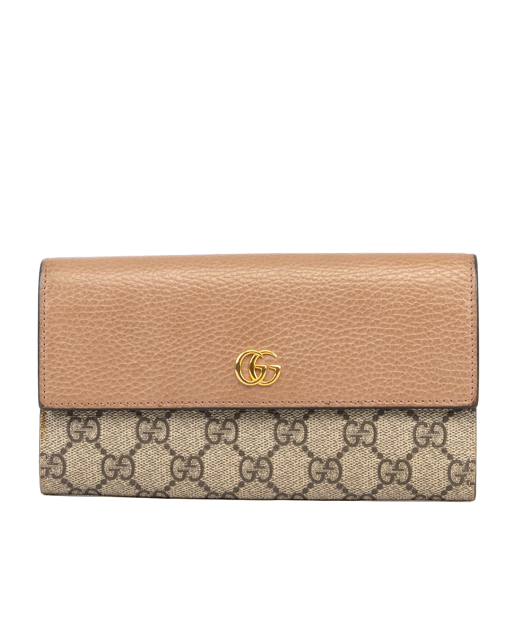 GUCCI GG MARMONT CONTINENTAL LONG BROWN BEIGE GG MONOGRAM CANVAS GHW 456116 493075 0285