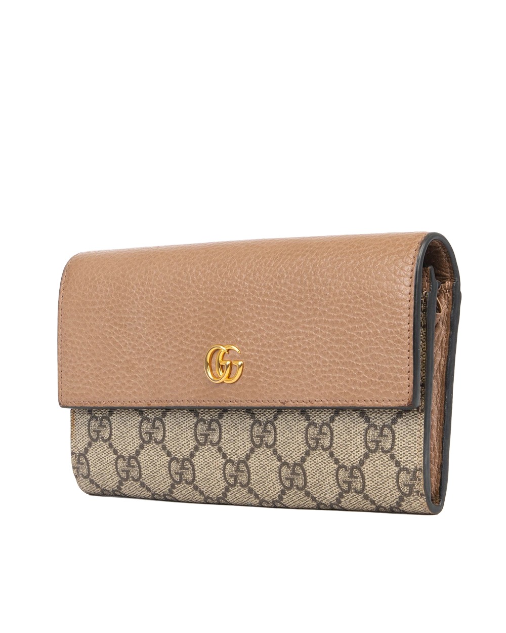 GUCCI GG MARMONT CONTINENTAL LONG BROWN BEIGE GG MONOGRAM CANVAS GHW 456116 493075 0286
