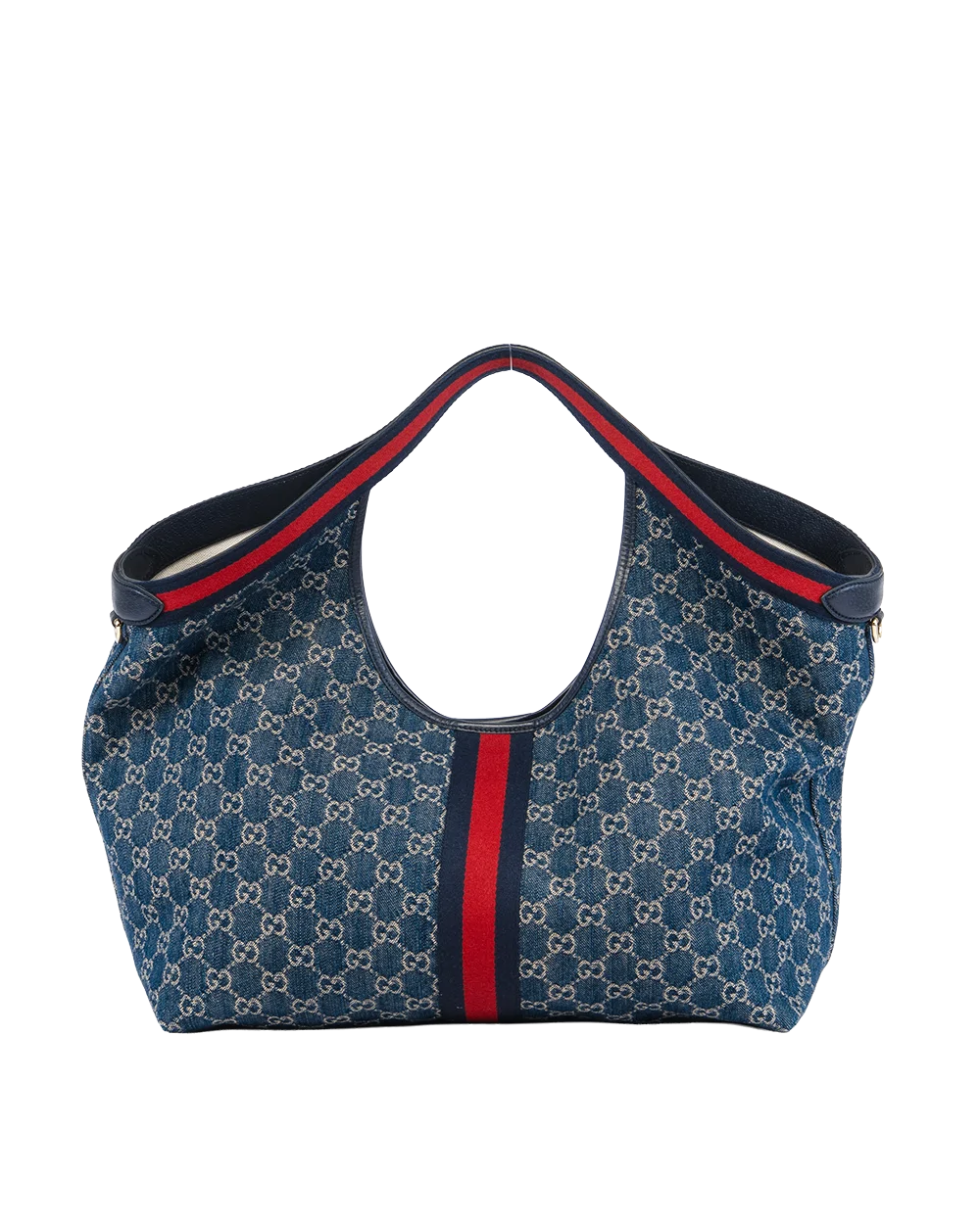 GUCCI GIGLIO TOTE HANDBAG LARGE BLUE JEAN RED BLUE DENIM GHW 853971 650815 1591