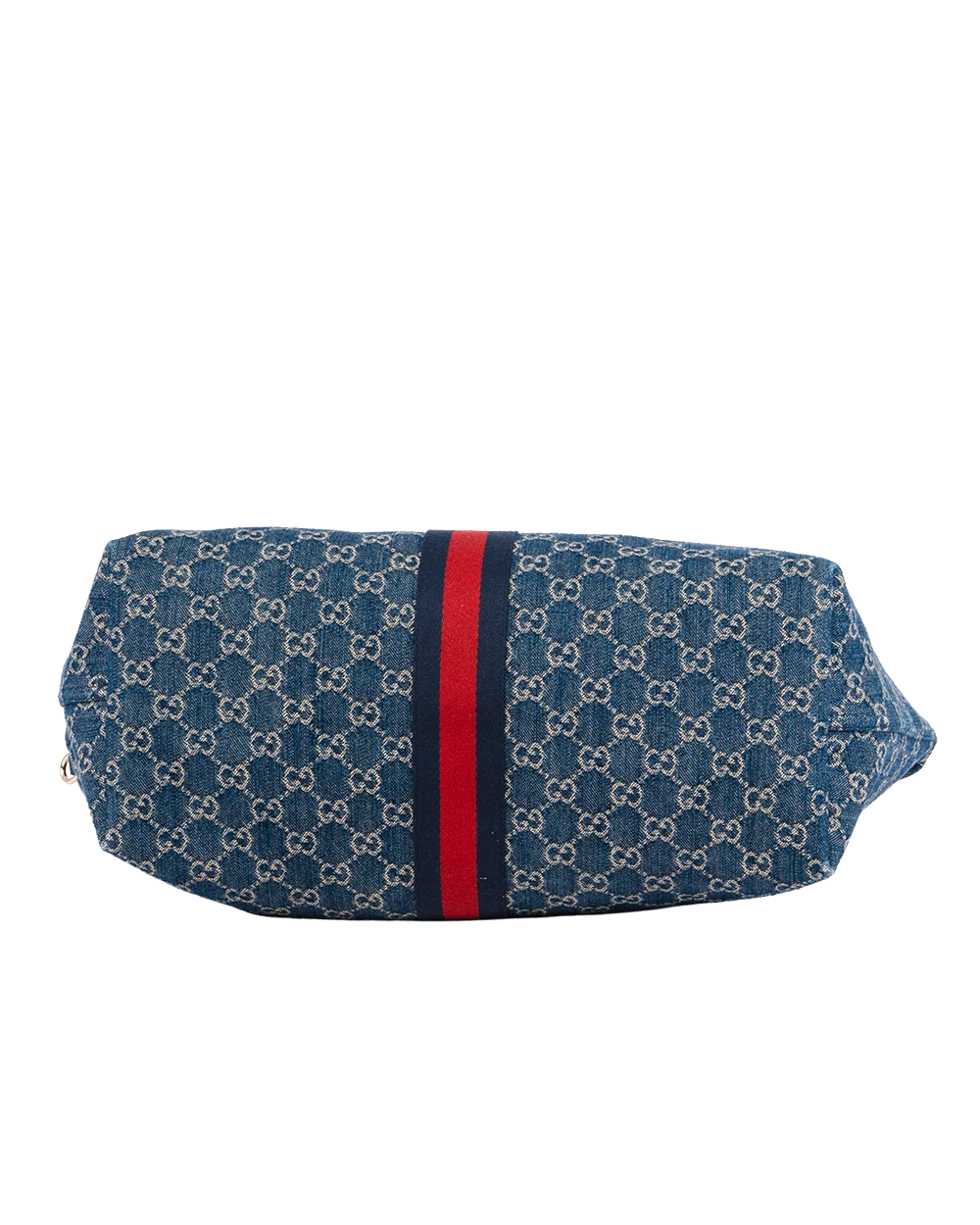 GUCCI GIGLIO TOTE HANDBAG LARGE BLUE JEAN RED BLUE DENIM GHW 853971 650815 1596