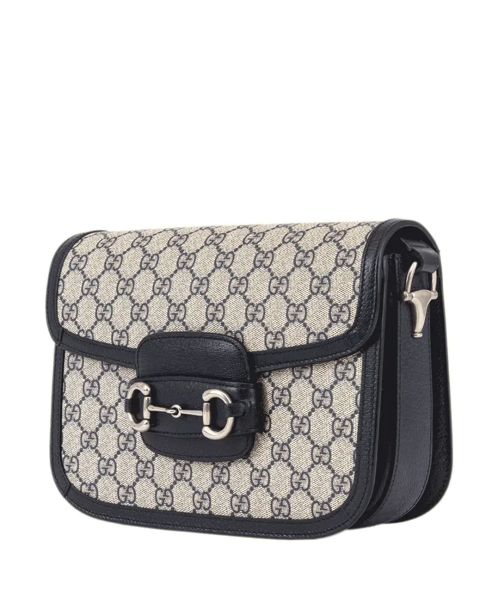 GUCCI HORSEBIT 1955 MEDIUM BROWN NAVY GG MONOGRAM CANVAS RSHW 602204 520981 0928