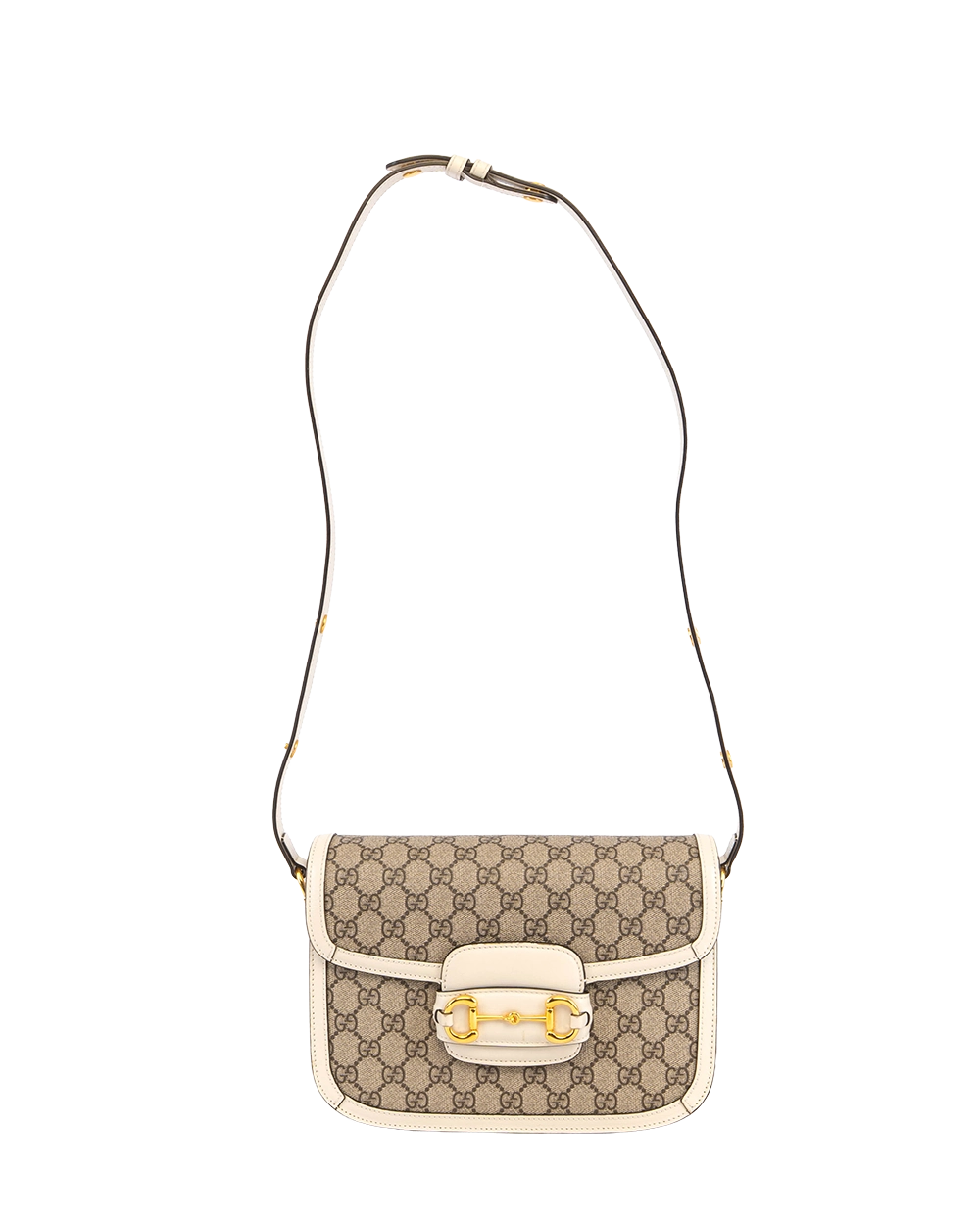 GUCCI HORSEBIT 1955 MEDIUM WHITE GG MONOGRAM CANVAS GHW 602204 520981 3035