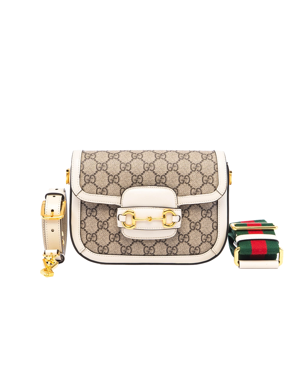 GUCCI HORSEBIT 1955 MINI WHITE GG MONOGRAM CANVAS GHW 658574 520981 04425