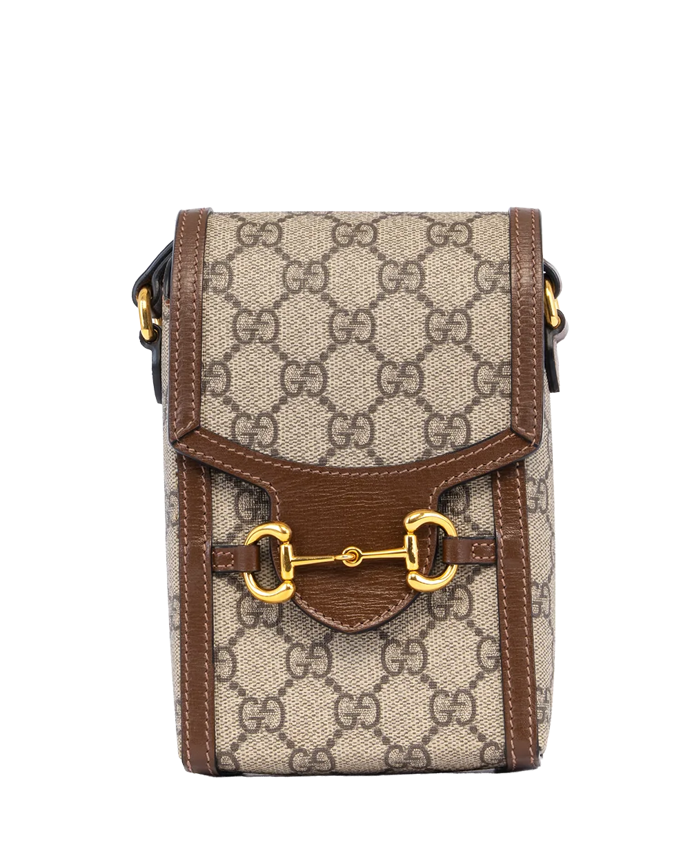 GUCCI HORSEBIT 1955 PHONE BROWN GG MONOGRAM CANVAS GHW 625615 2149 3130