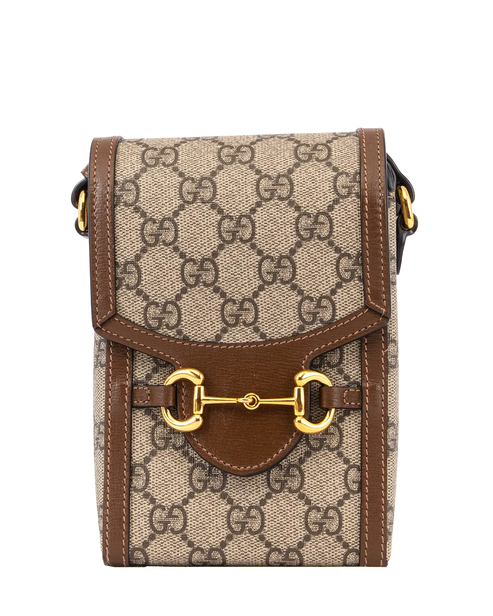 GUCCI HORSEBIT 1955 PHONE BROWN GG MONOGRAM CANVAS GHW 625615 525040 0617