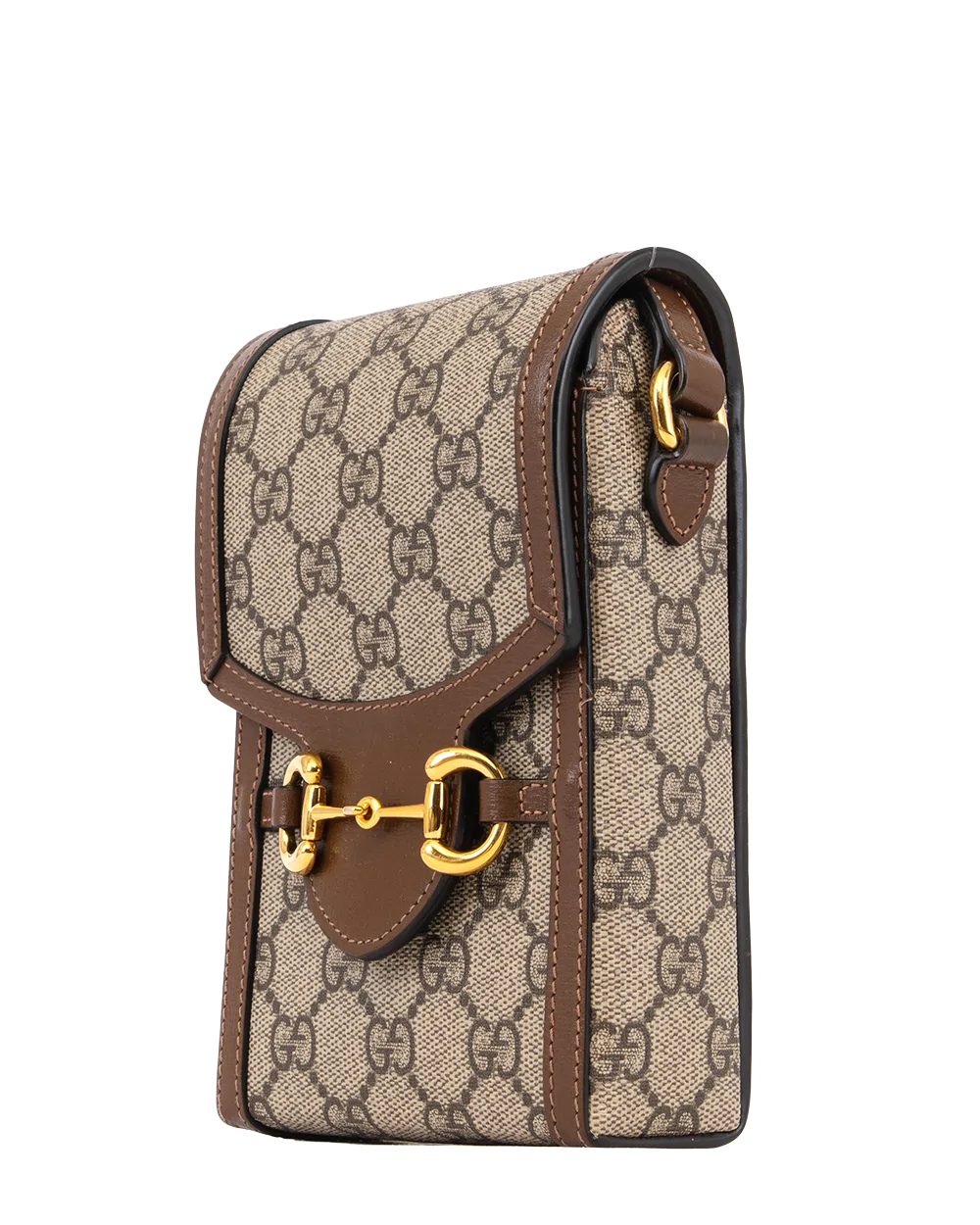 GUCCI HORSEBIT 1955 PHONE BROWN GG MONOGRAM CANVAS GHW 625615 525040 0618