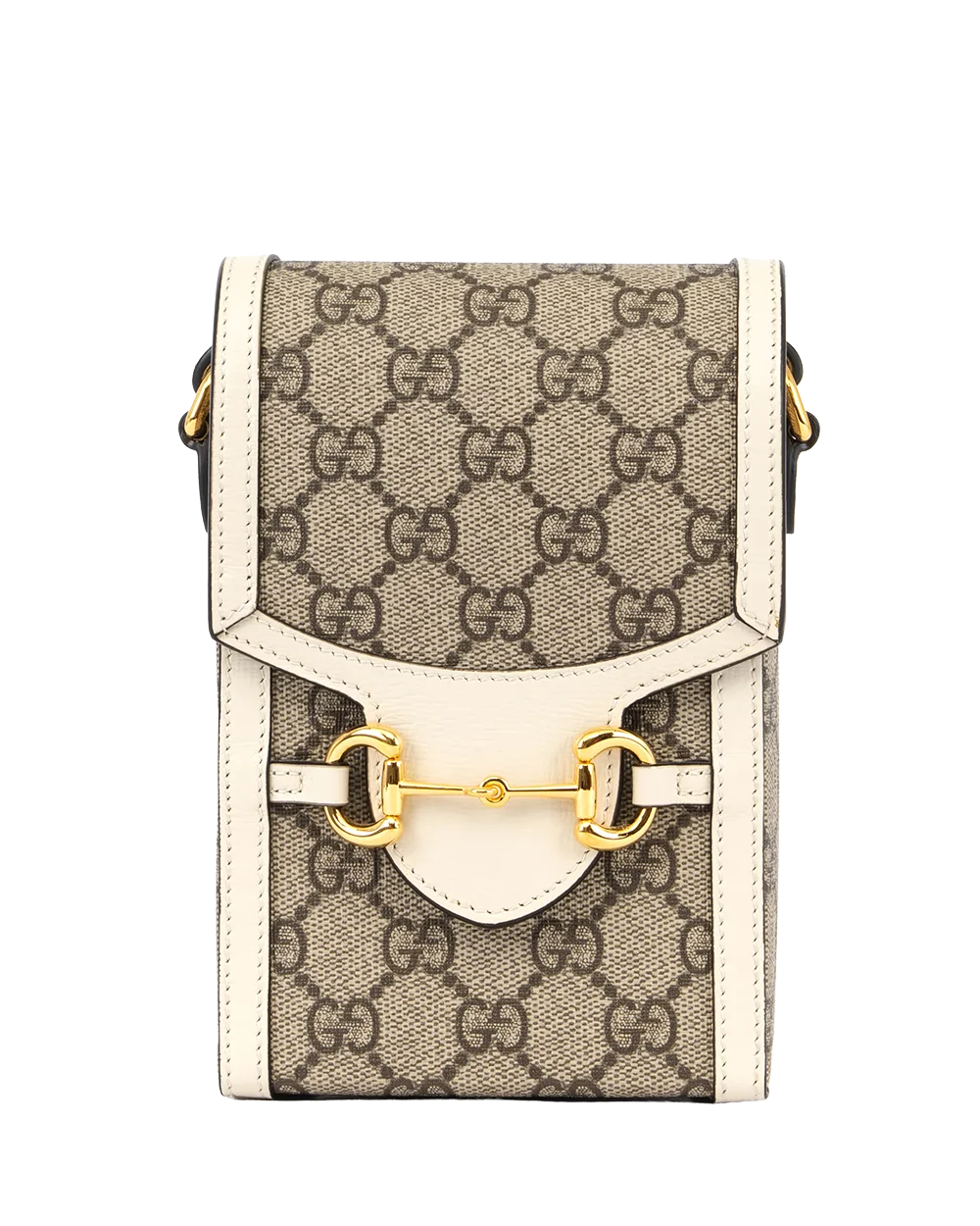 GUCCI HORSEBIT 1955 PHONE WHITE GG MONOGRAM CANVAS GHW 625615 0416 0460
