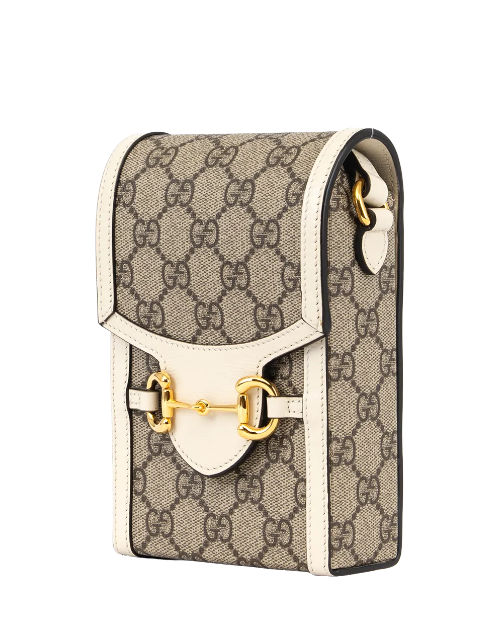 GUCCI HORSEBIT 1955 PHONE WHITE GG MONOGRAM CANVAS GHW 625615 0416 0461