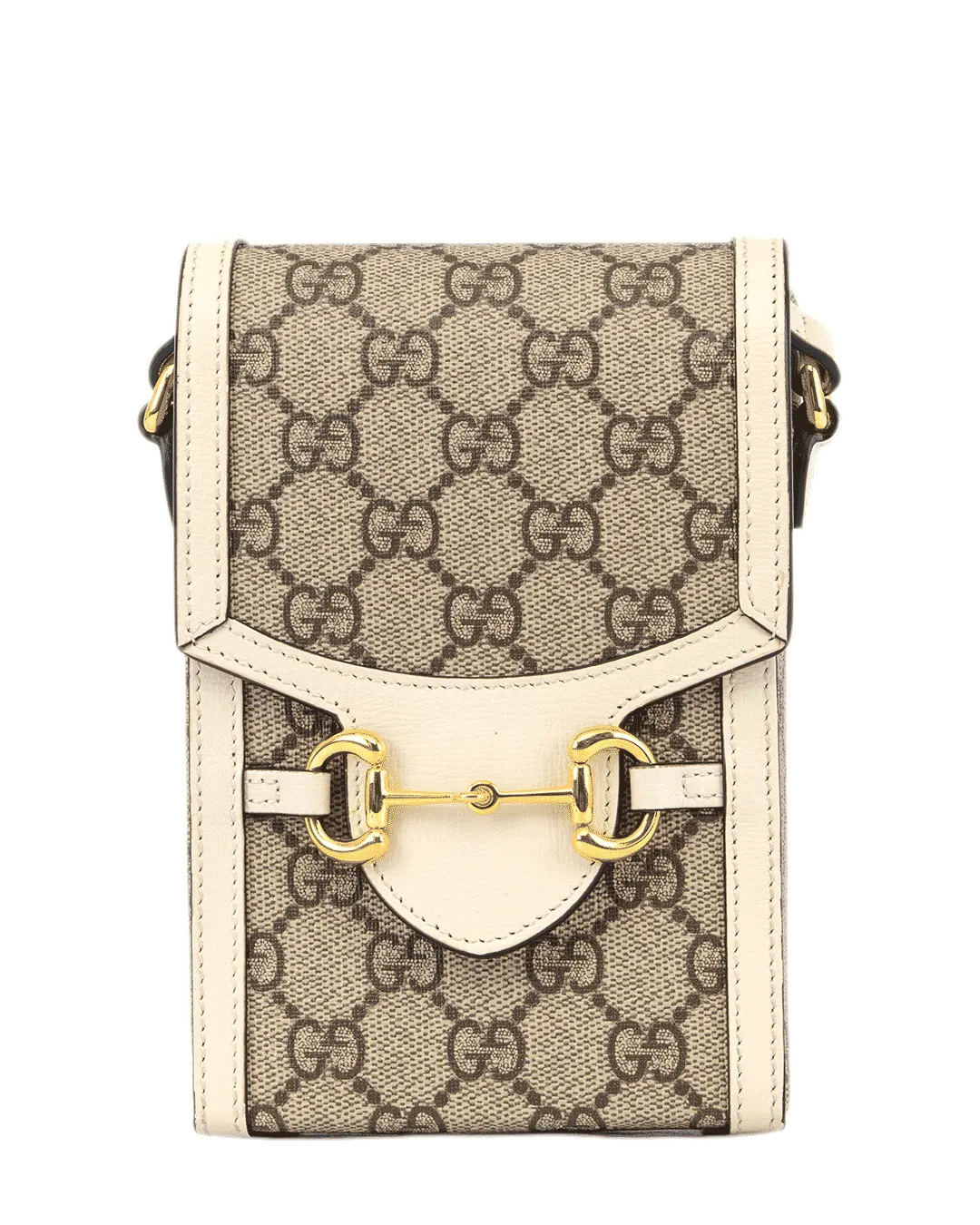 GUCCI HORSEBIT 1955 PHONE WHITE GG MONOGRAM CANVAS GHW 625615 0416 0507