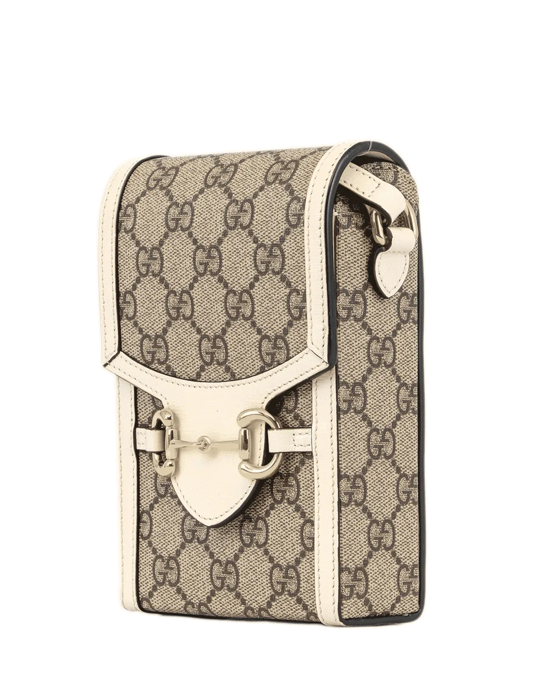 GUCCI HORSEBIT 1955 PHONE WHITE GG MONOGRAM CANVAS GHW 625615 0416 0508