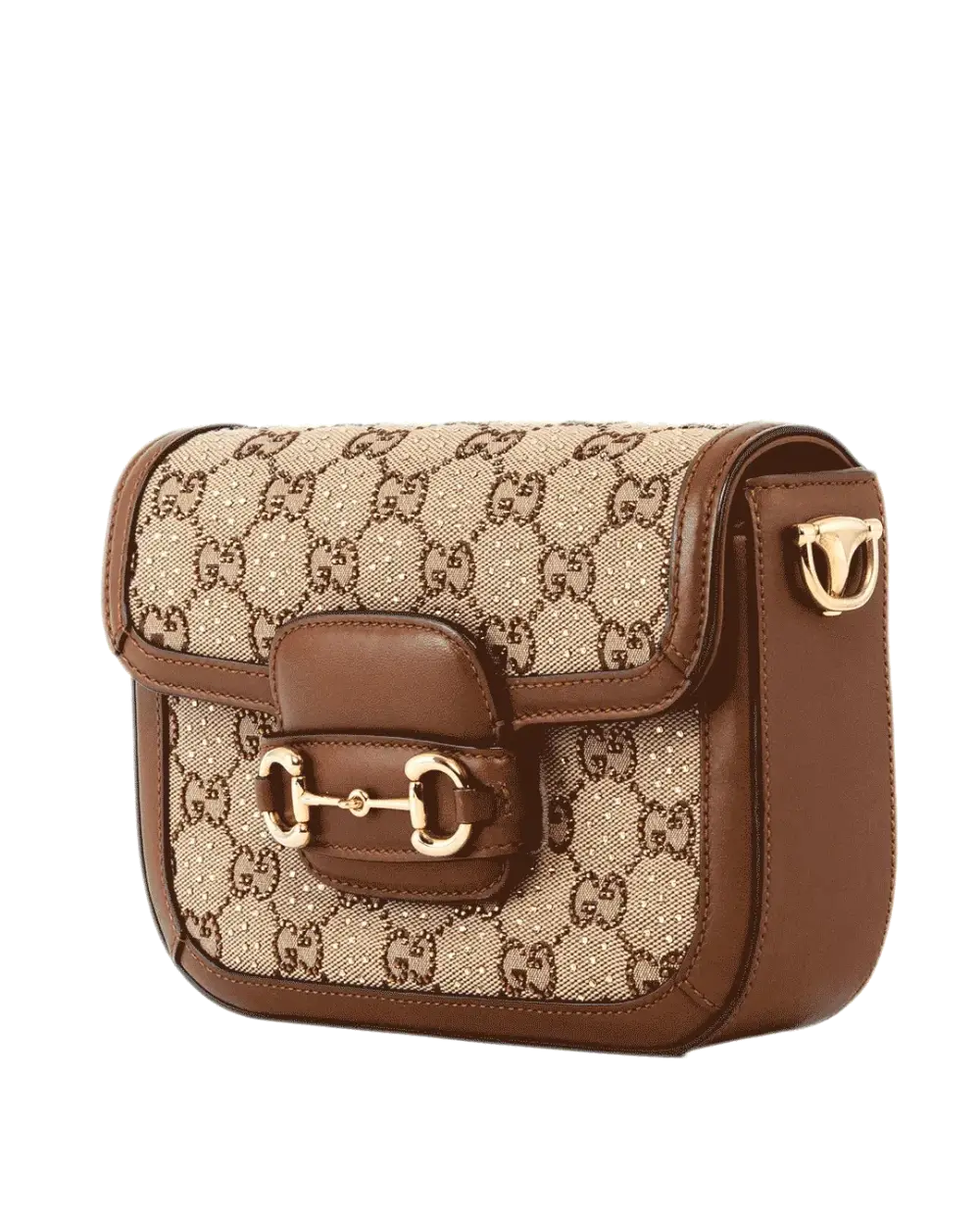 GUCCI HORSEBIT 1955 SMALL BROWN GG MONOGRAM CANVAS GHW 675801 213317 2086