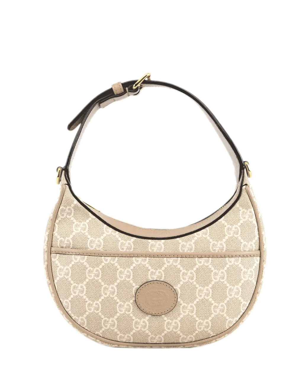 GUCCI INTERLOCK HALF MOON MINI BEIGE GG MONOGRAM CANVAS GHW 726843 493075 3877