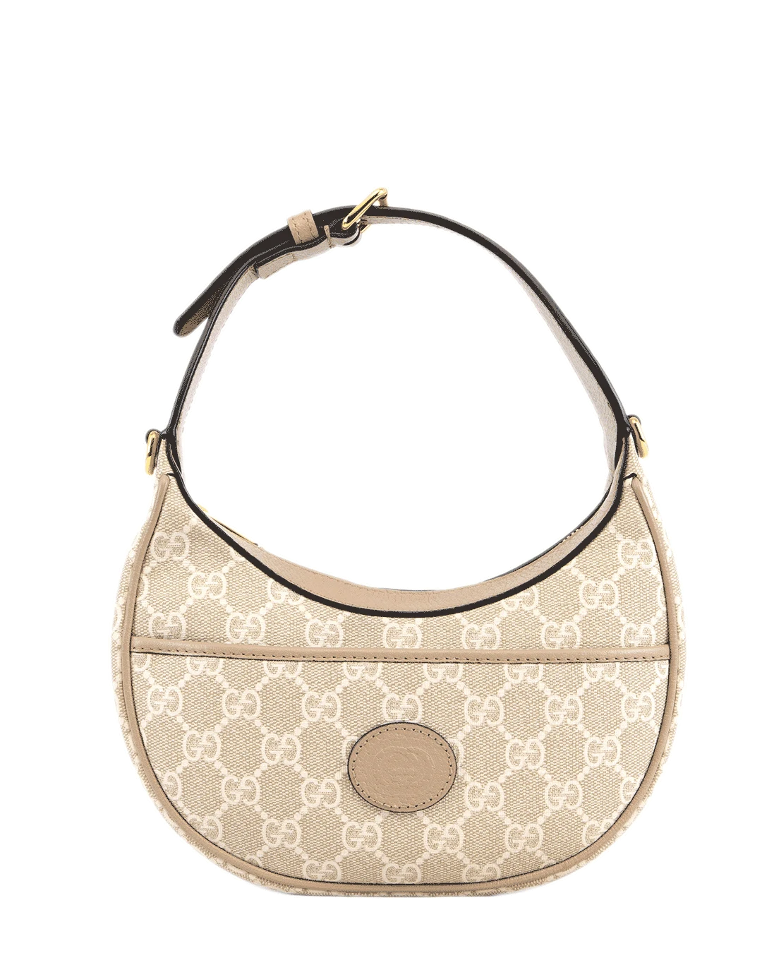 GUCCI INTERLOCK HALF MOON MINI BEIGE GG MONOGRAM CANVAS GHW 726843 493075 3877