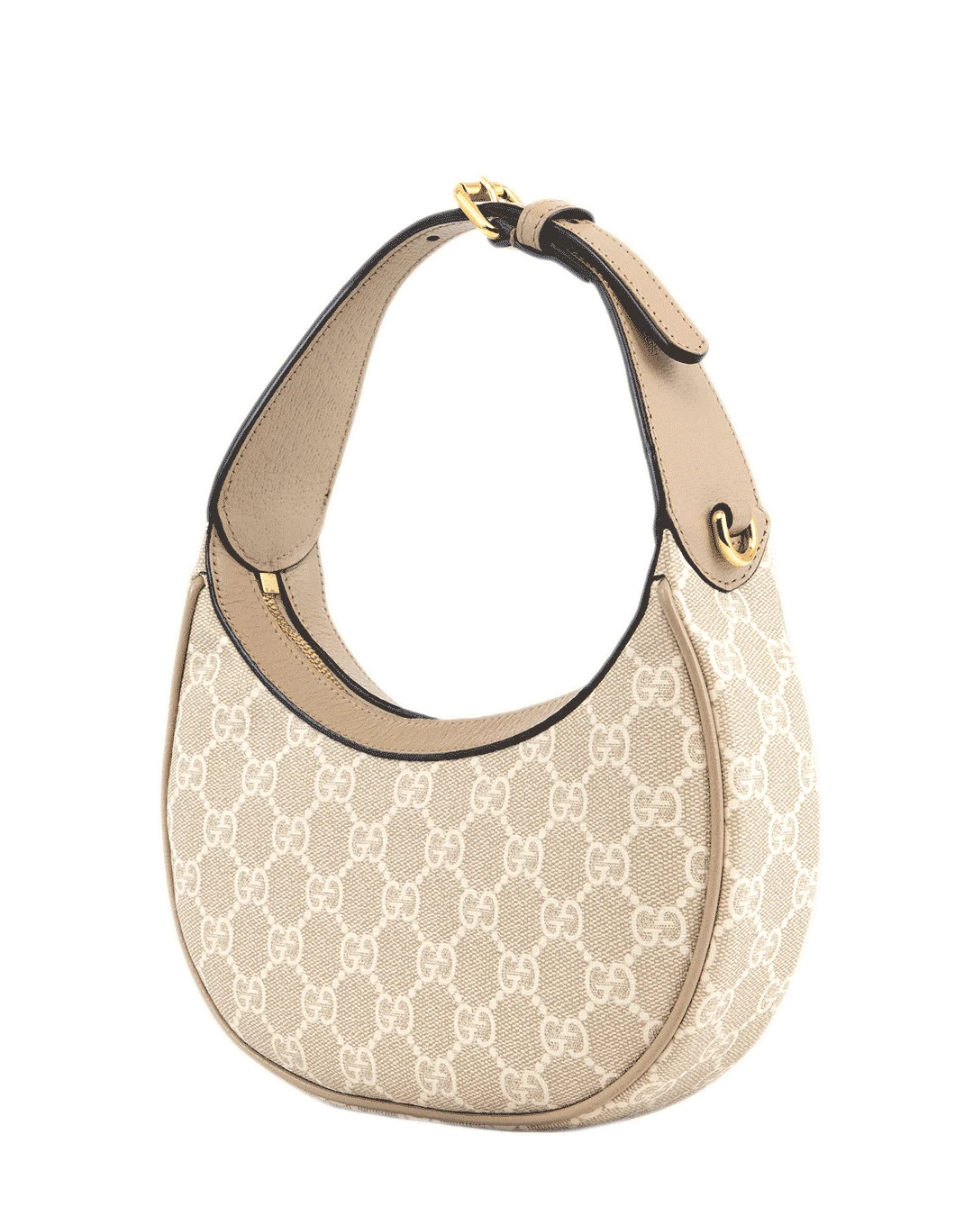GUCCI INTERLOCK HALF MOON MINI BEIGE GG MONOGRAM CANVAS GHW 726843 493075 3879