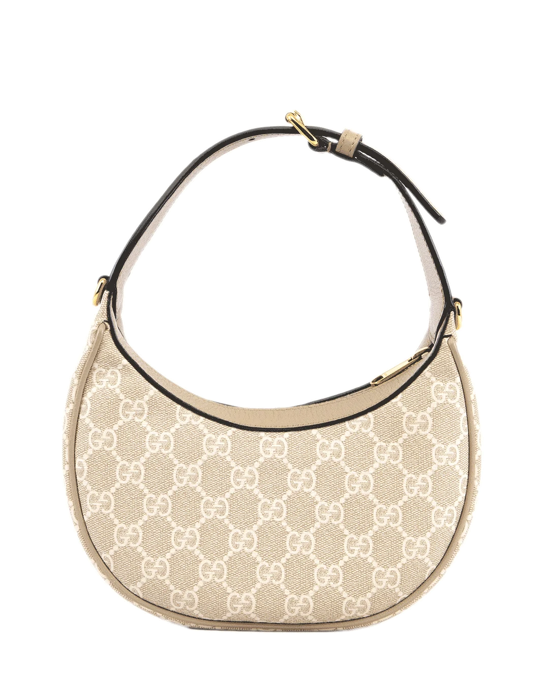 GUCCI INTERLOCK HALF MOON MINI BEIGE GG MONOGRAM CANVAS GHW 726843 493075 3880