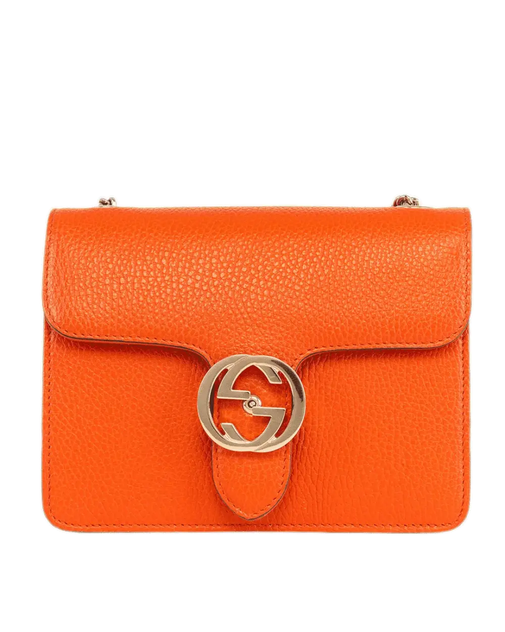 GUCCI INTERLOCKING SHOULDER SMALL ORANGE CALF GHW 510304 493075 1768