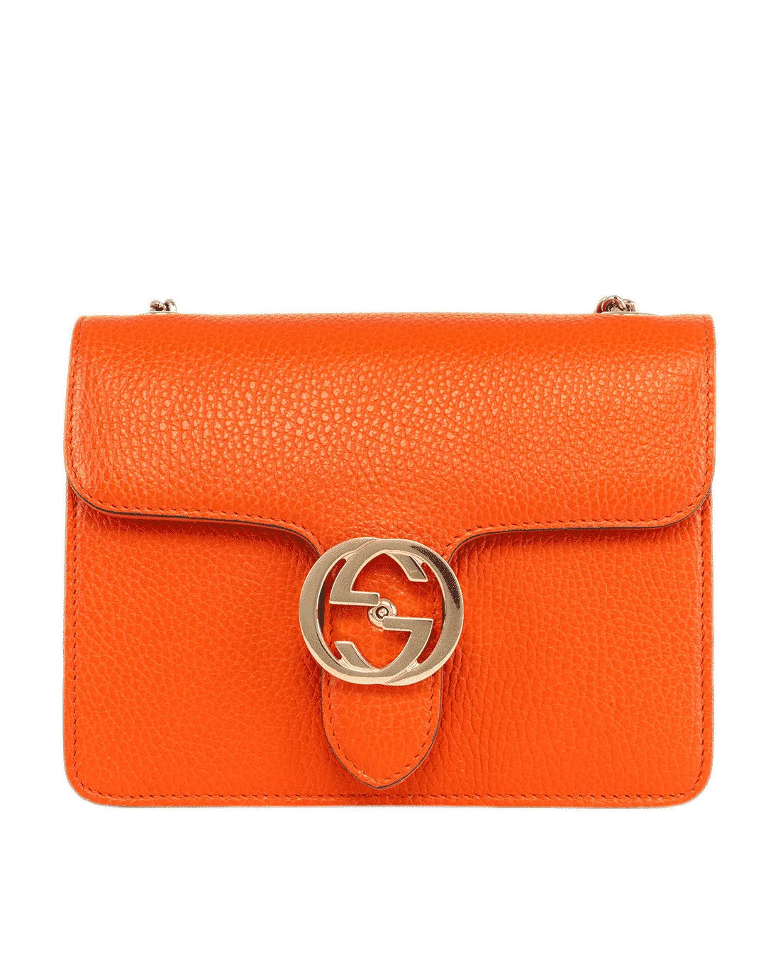GUCCI INTERLOCKING SHOULDER SMALL ORANGE CALF GHW 510304 493075 1768