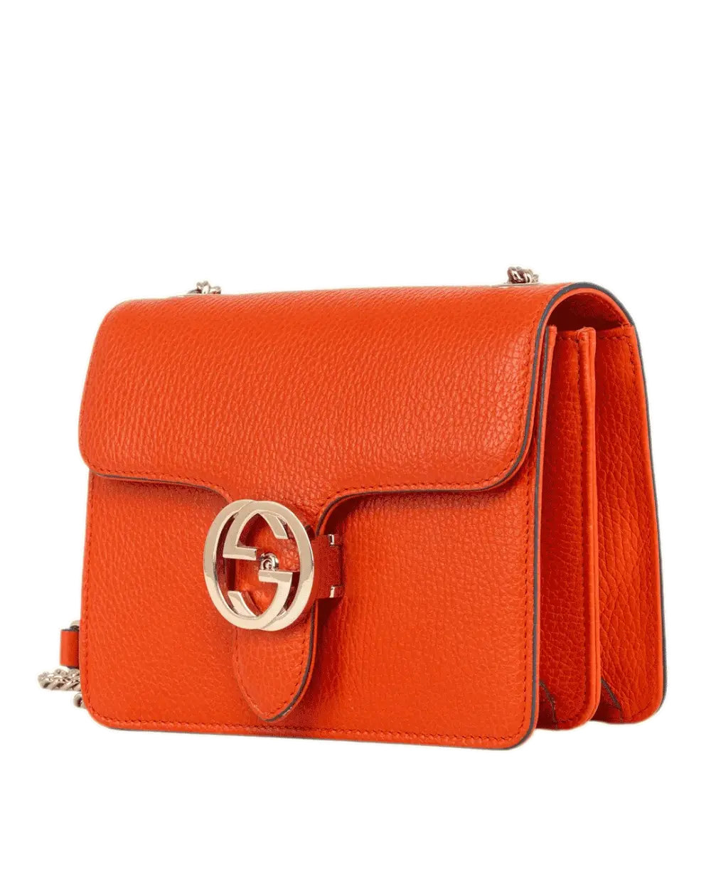 GUCCI INTERLOCKING SHOULDER SMALL ORANGE CALF GHW 510304 493075 1770