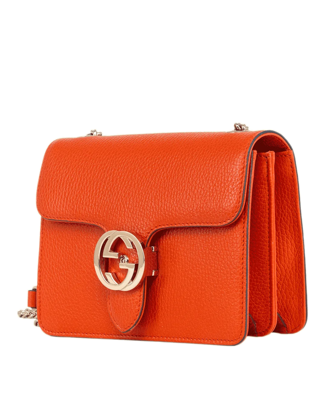 GUCCI INTERLOCKING SHOULDER SMALL ORANGE CALF GHW 510304 493075 1770