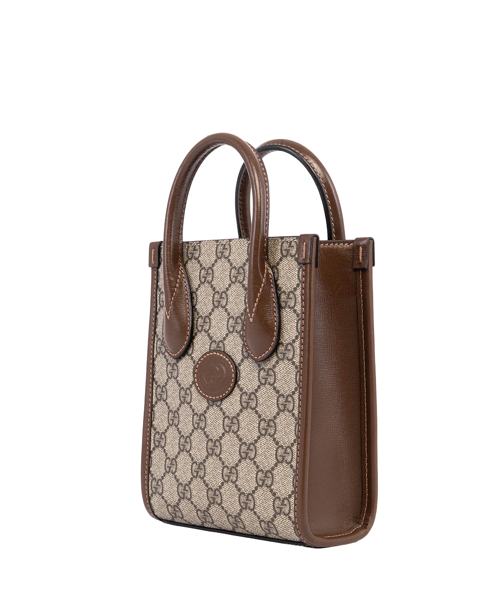 GUCCI INTERLOCKING TOTE MINI BROWN GG MONOGRAM CANVAS GHW 671623 498075 04988