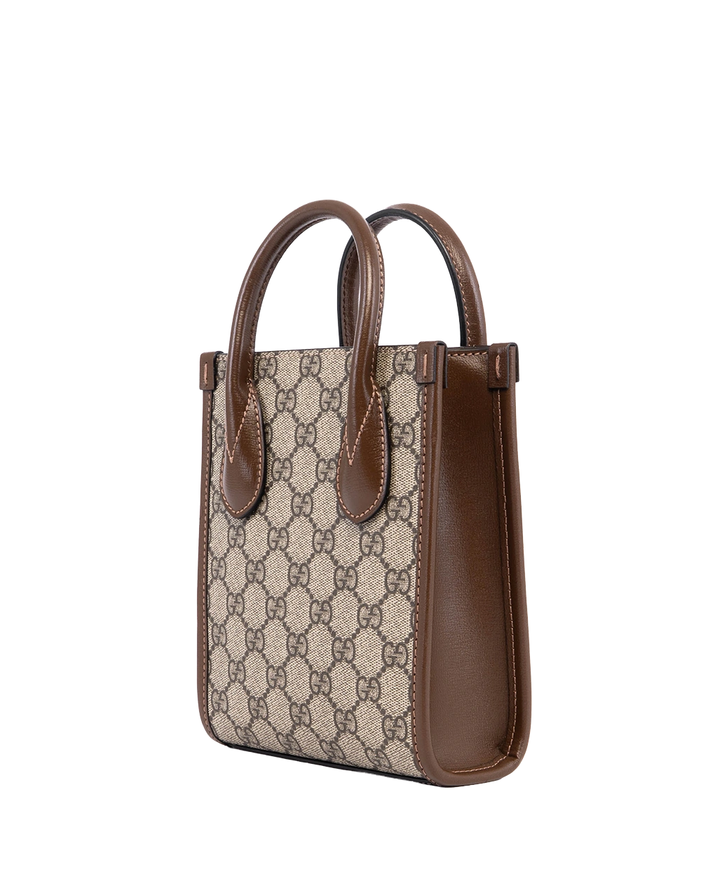 GUCCI INTERLOCKING TOTE MINI BROWN GG MONOGRAM CANVAS GHW 671623 498075 04989