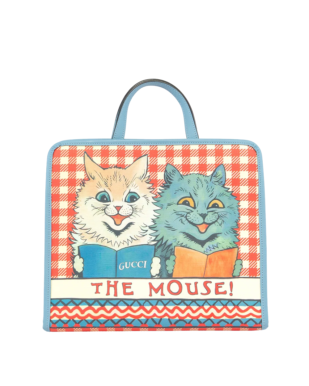 GUCCI KID TOTE OF THE MOUSE BLUE RED CALF SHW 60564 520981 0352