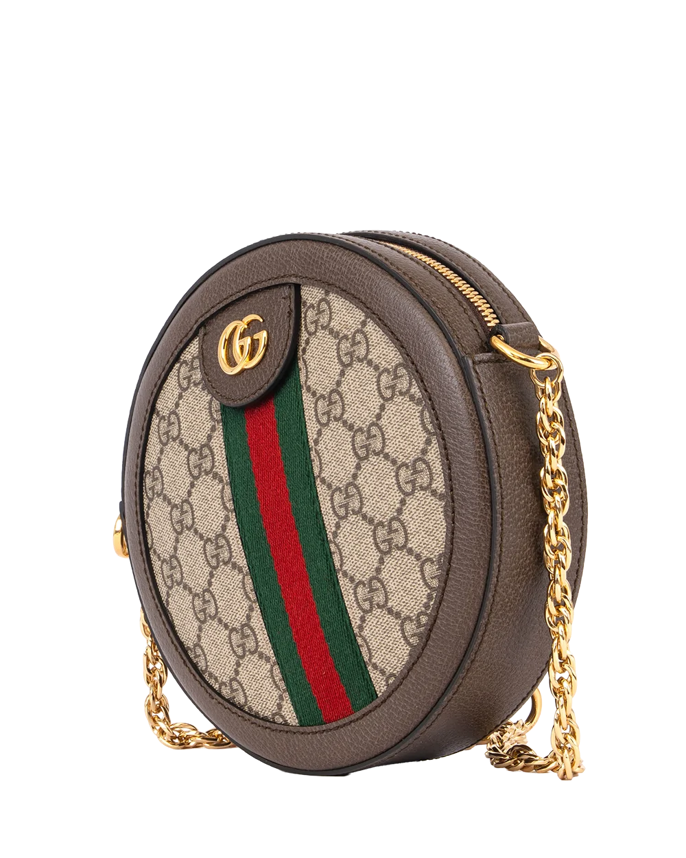 GUCCI OPHIDIA ROUND BROWN GG MONOGRAM CANVAS GHW 550618 520981 0541