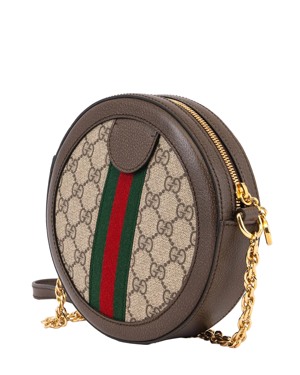 GUCCI OPHIDIA ROUND BROWN GG MONOGRAM CANVAS GHW 550618 520981 0542