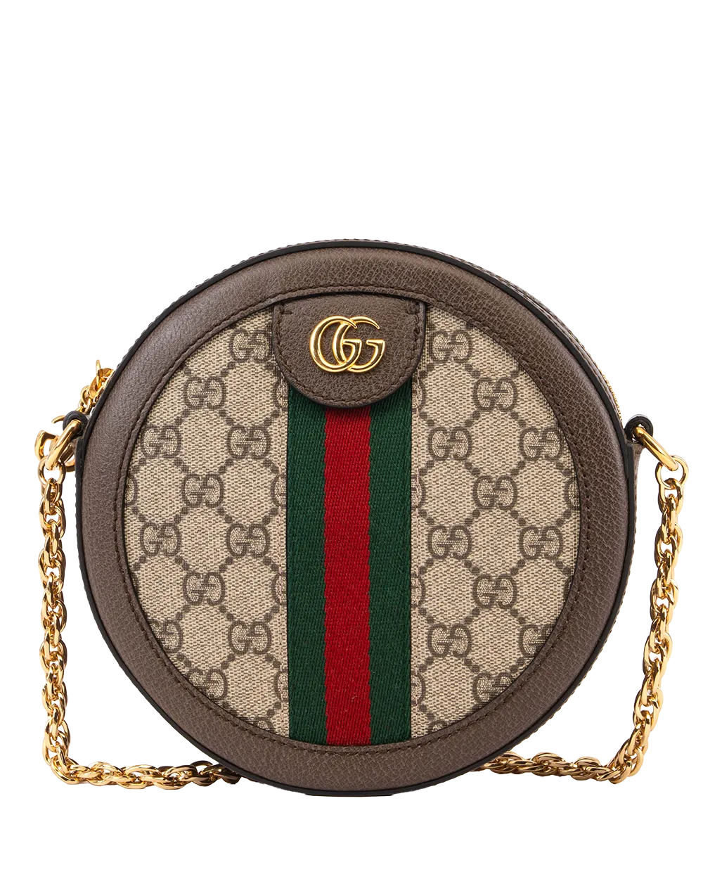 GUCCI OPHIDIA ROUND BROWN GG MONOGRAM CANVAS GHW 550618 520981 0546