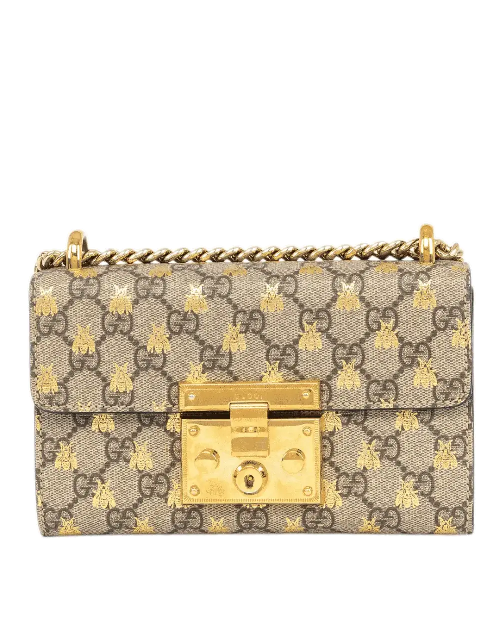 GUCCI PADLOCK BEE BROWN GG MONOGRAM CANVAS GHW 409487 562600 0196