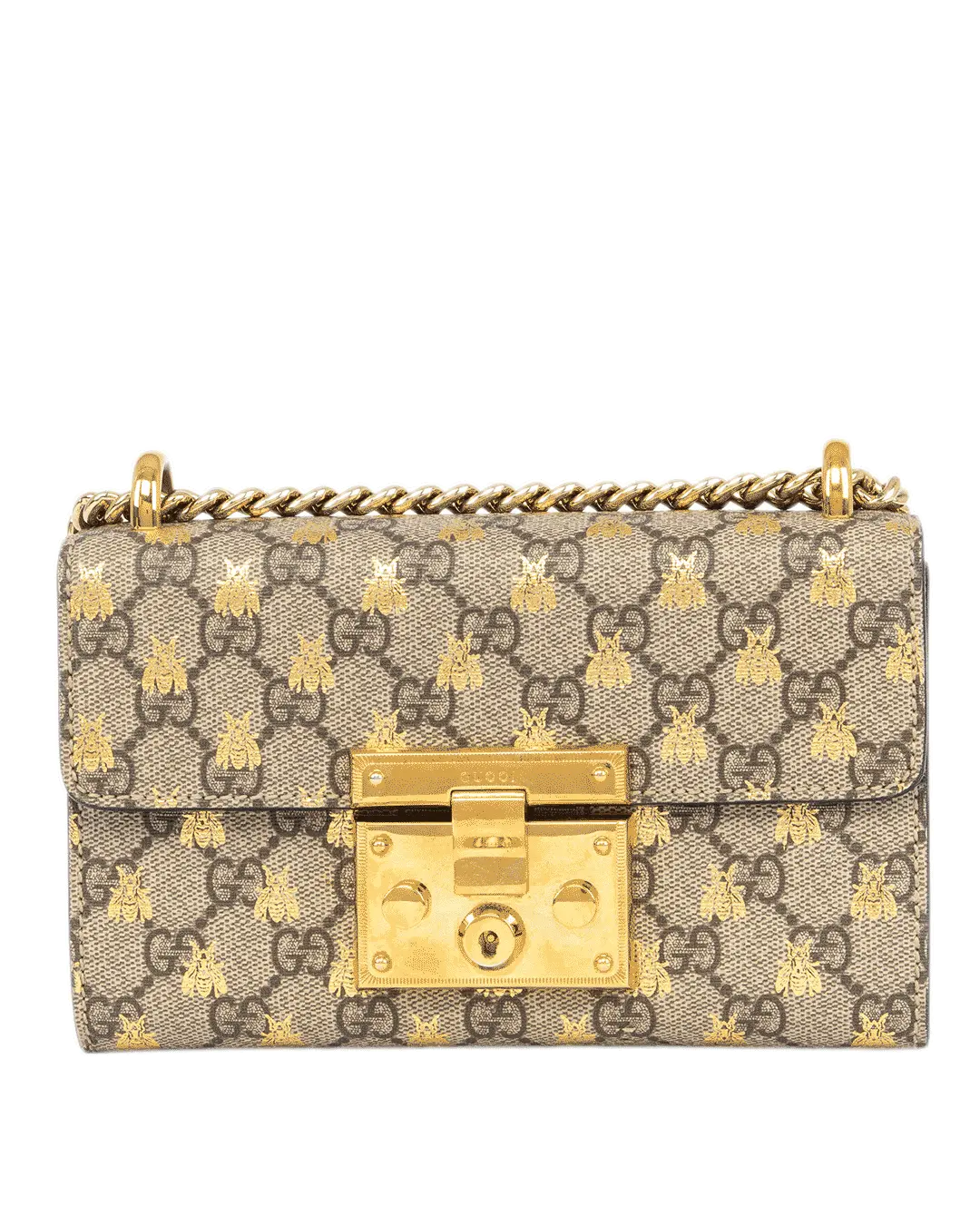 GUCCI PADLOCK BEE BROWN GG MONOGRAM CANVAS GHW 409487 562600 0196