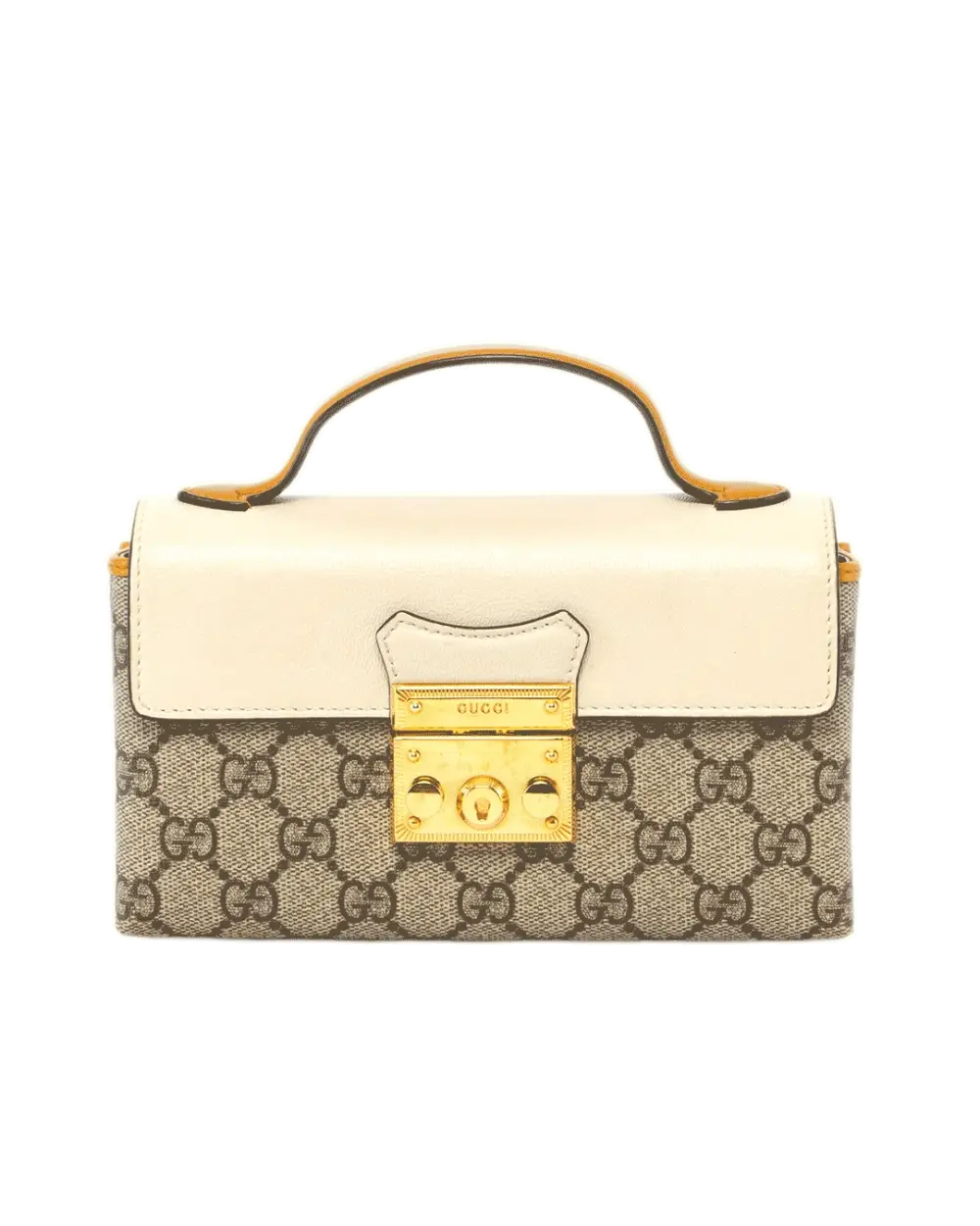 GUCCI PADLOCK MINI WHITE YELLOW GG MONOGRAM CANVAS GHW 652683 562600 2354
