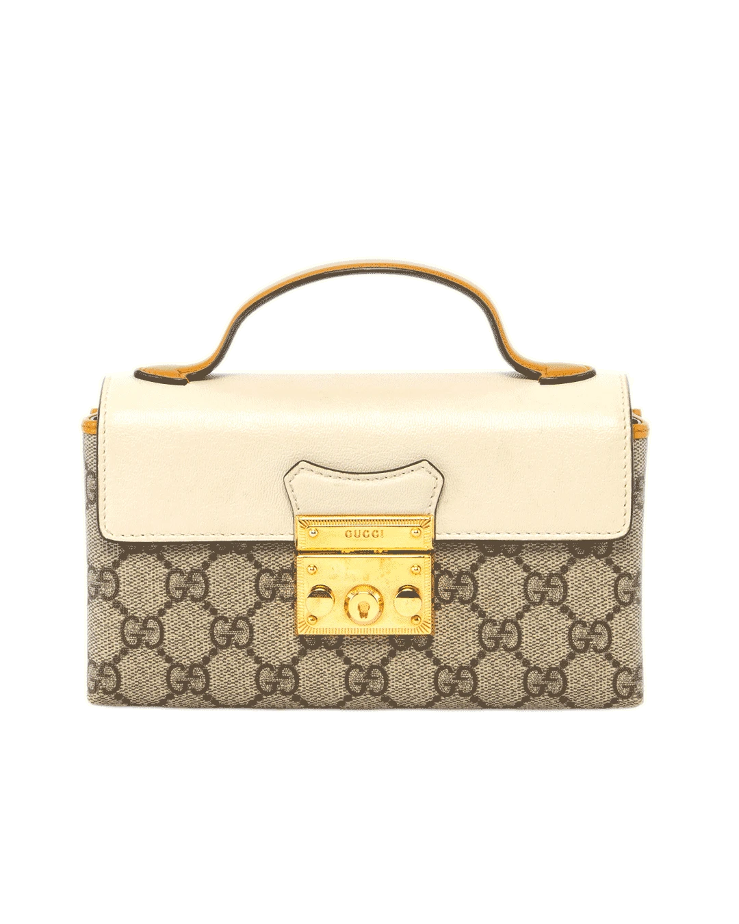 GUCCI PADLOCK MINI WHITE YELLOW GG MONOGRAM CANVAS GHW 652683 562600 2354