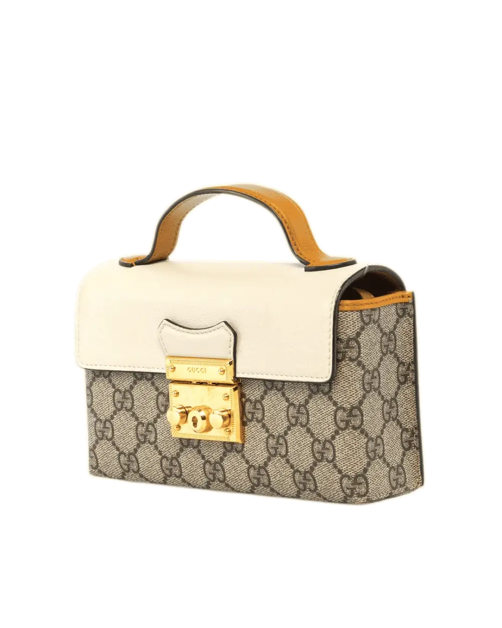 GUCCI PADLOCK MINI WHITE YELLOW GG MONOGRAM CANVAS GHW 652683 562600 2355