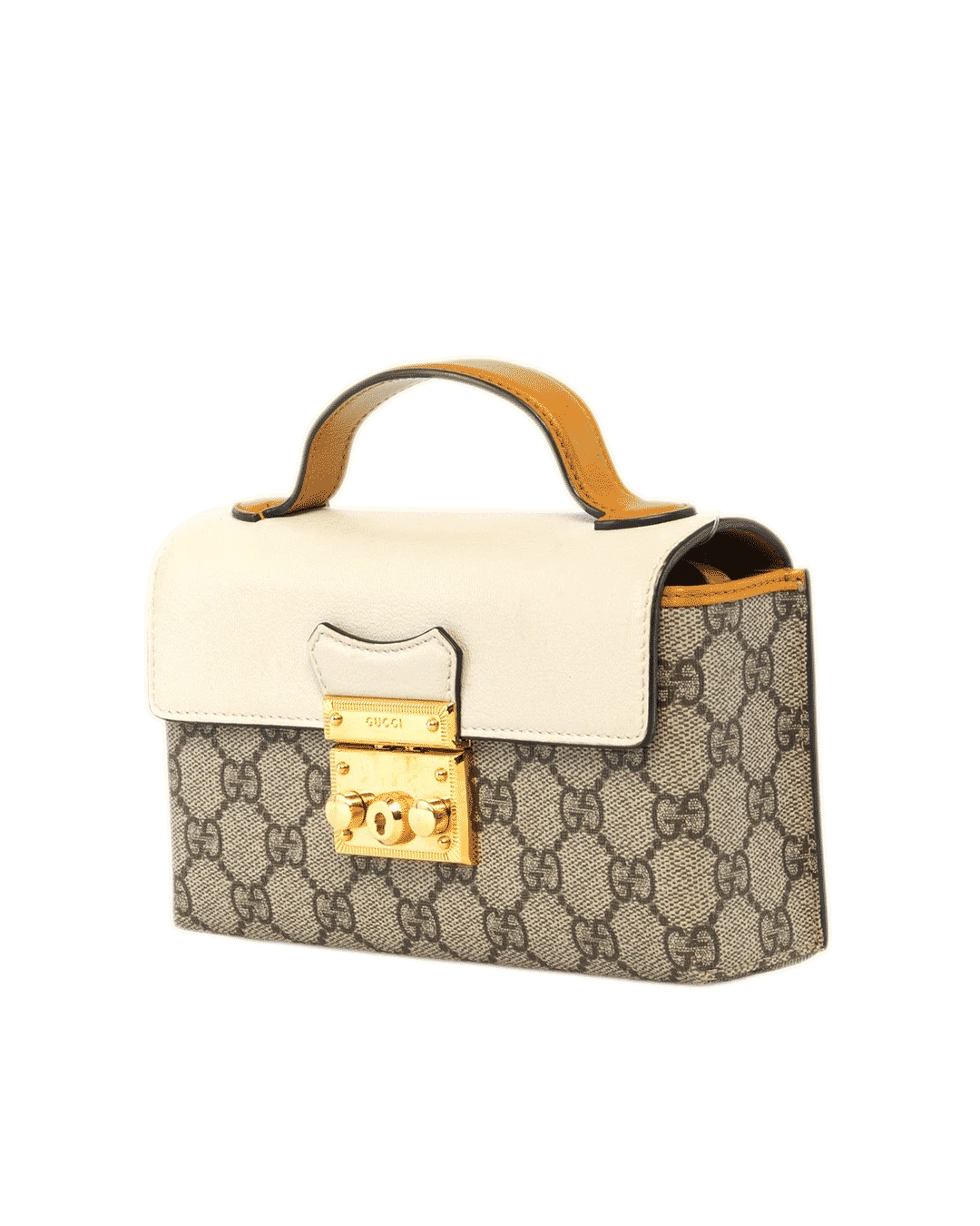 GUCCI PADLOCK MINI WHITE YELLOW GG MONOGRAM CANVAS GHW 652683 562600 2355