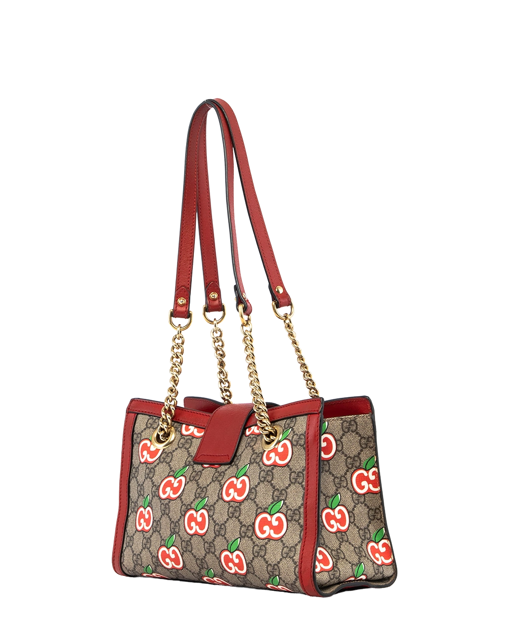 GUCCI PADLOCK SHOULDER BAG SMALL BROWN RED APPLE GG MONOGRAM CANVAS GHW 498156 204991 1878